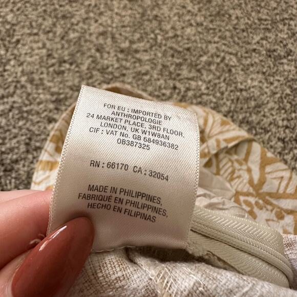 Elevenses Anthropologie cream & yellow print shorts size 4 - Picture 7 of 11